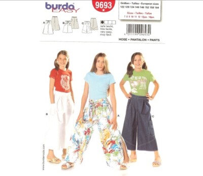 New Burda 9693 Loose Fit Pants Sewing Pattern - Size 7-8-9-10-11-12 | eBay
