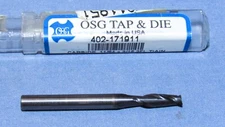 OSG End Mill: 11/65 Dia, 9/16 LOC, 2 Flute, Carbide AlTiN Coated