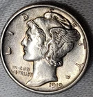 1919-S Mercury Silver Dime Old Album Original AU Gentle Toning