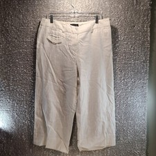Pantalones de lino Focus 2000 blancos capri piernas anchas 14 bohemios vacaciones en la playa