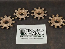 Four Antique Pressed Brass Cast Bobeche Bare Bulb Cover Plates