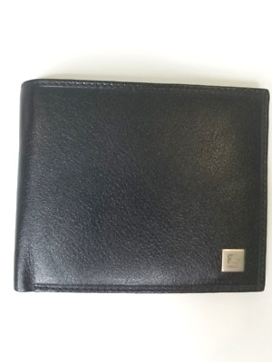 Genuine Leather Frago Men's Slim Bi-Fold Wallet Credit Card Bill Slots Black