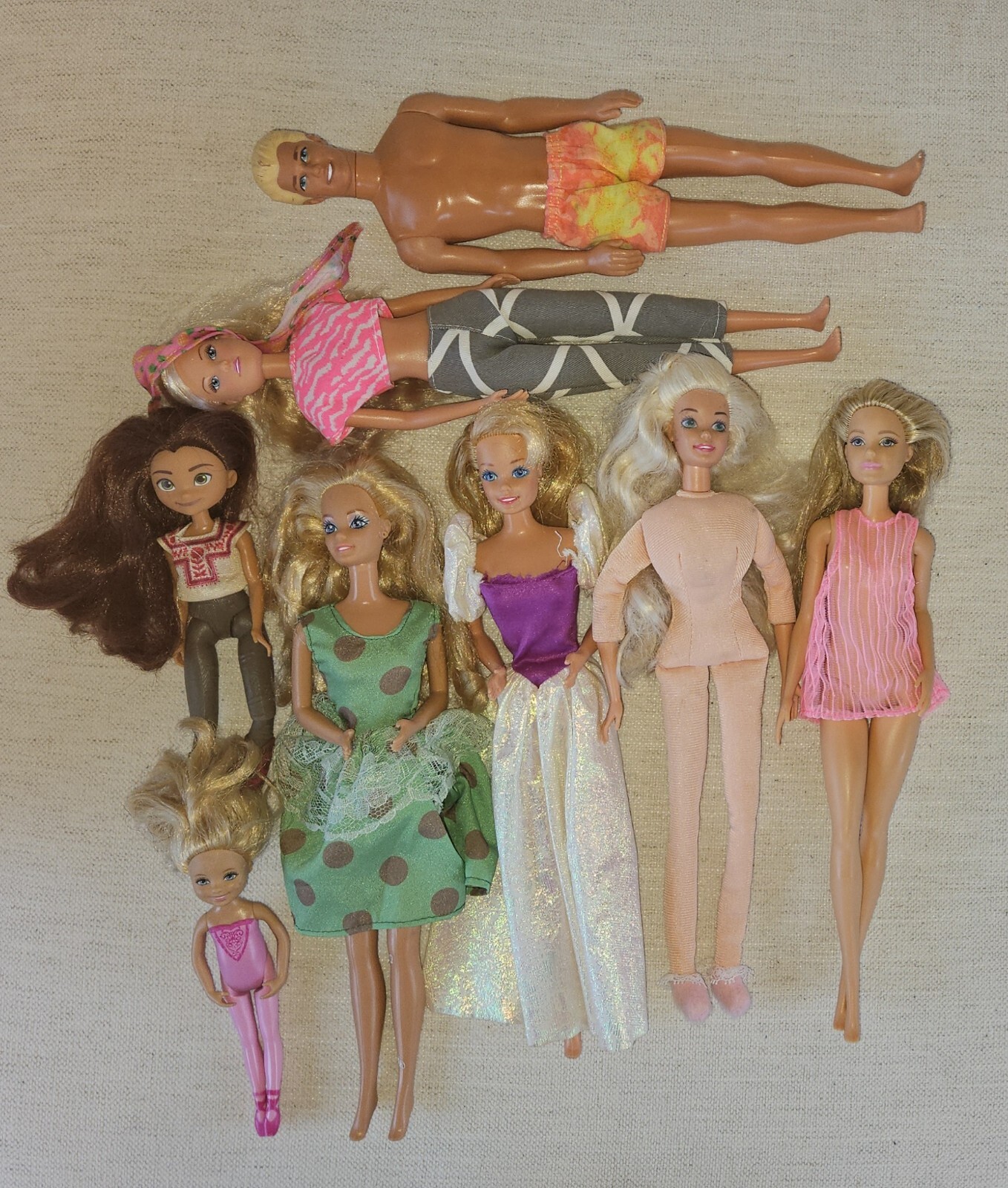 Vintage Barbie Doll Lot of 8 Including Steffie Love Ken Chelsea Ballerina Lucky Prescot