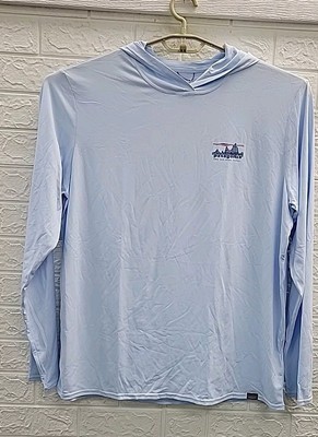 New Patagonia Cap cool Daily 2 Sided Graphic Pullover hoodie blue Size XLarge