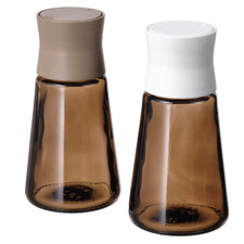 Set of 2 IKEA HALVTOM Salt and Pepper Shakers 4 &frac34;" Glass/brown NEW