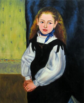 Renoir、MORTE、希少画集画、新品額装付 Renoir Portrait of Mademoiselle Legrand Repro, Hand painted Oil