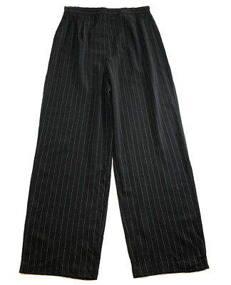 Dialogue Womens Dress Pants Sz 12 Black Pin Striped High Rise Straight Leg NWOT