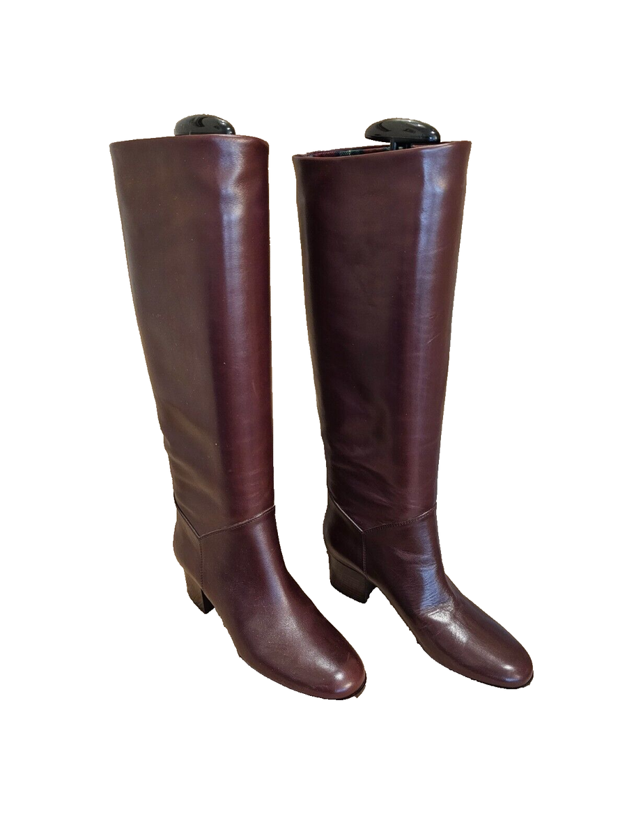 CHANEL Brown Leather Knee High Riding Boots with CHANEL Brown Leather Knee High Riding Boots with