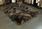 6085 Patchwork Fur Rug made with Silver Foxes in gray-brown Pelt Carpet Real Fur
