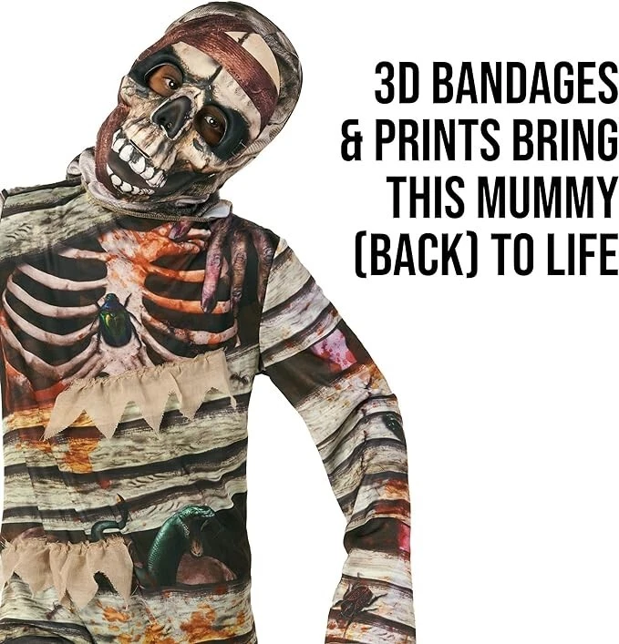 Детский костюм мумии + 2 маски мальчиков девочек страшный египетский комбинезон на Хэллоуин S - XL - Изображение 4 из 4