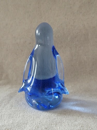 Statuina fermacarte pinguino azzurro in vetro artistico, non marcata - Foto 3 di 6