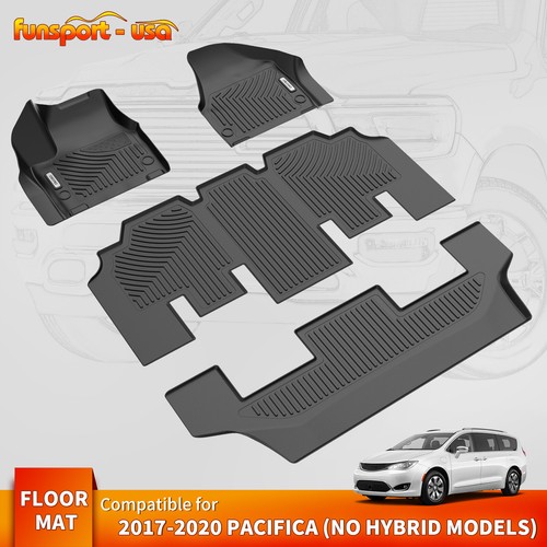 All-Weather Floor Mats For 2017-2025 Chrysler Pacifica | 7 & 8 Passenger, Includes Trunk & Backrest Mats, TPE Material