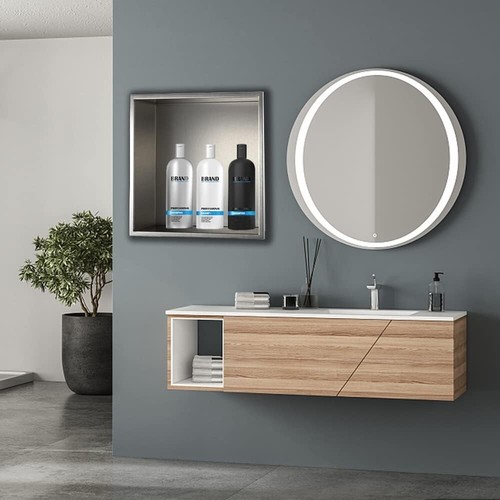 Nicho de ducha acero inoxidable multitamaño níquel cepillado nicho insertado en pared - Imagen 6 de 10