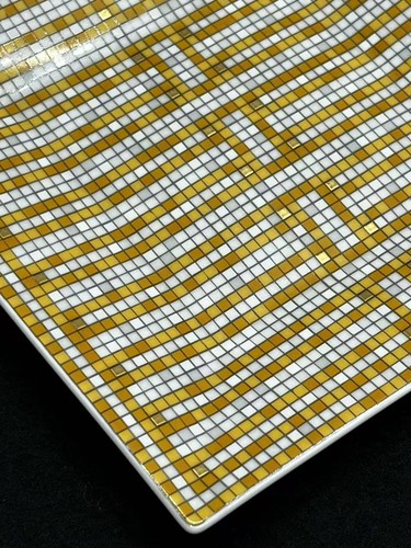 Hermes Paris Mosaique Au 24 Gold Square Plate / Tray No. 2, 4.4*4.4inches New - Picture 5 of 22
