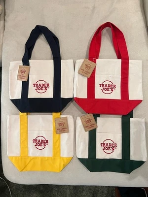 TRADER JOE'S Trader Joe’s Mini Canvas Tote Bag 2025 Christmas Set Of 4 Limited Edition