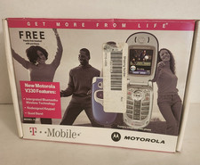 Motorola V330 - Blue and Silver T-Mobile Rare Flip Phone PLUS Accessories