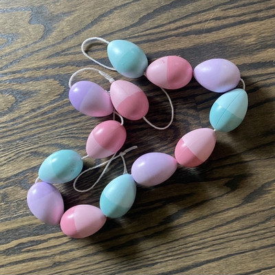 Pastel Plastic Easter Egg Garland Pink Purple Blue Seasonal Door Decoration