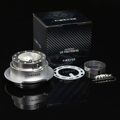 NRG RED STEERING WHEEL SHORT HUB+GEN 2.5 QUICK RELEASE SILVER FOR