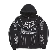 Size Small Supreme Fox Racing Zip Up Hooded Sweatshirt Black Fast Free Ship🔥