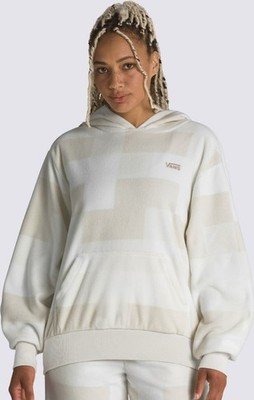 VANS Women Top Winter Checker Bloussant Hoodie Fleece White Tan Size Small