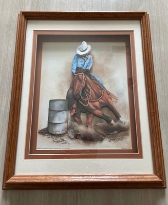 Vintage 1993 Bev Plum 3-D Layered Print Impact Images Western Rodeo 16x13