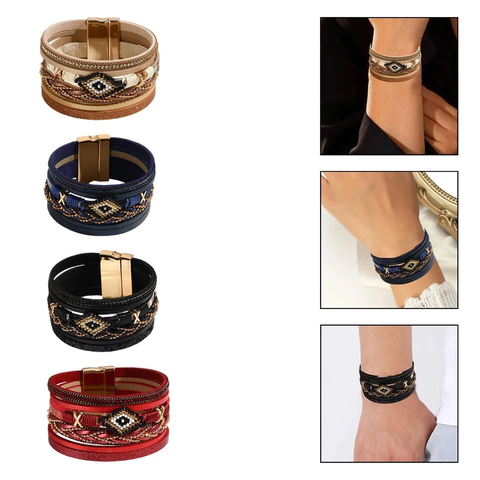 Bracelet Manchette Bracelet En Cuir PU Bracelet Corde Tressée Bracelet à - Photo 1/1