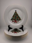 Sea Gull Fine China Christmas Tree Dinner Plates 10.5” Gold Trim - Set of 6 - A1