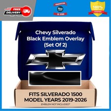 Gloss Black Front Grille and Tailgate Bowtie Overlay Decals for Chevy Silverado