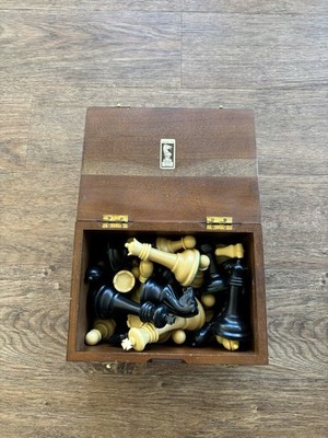 Drueke Chess Pieces Complete Set- #35B With Beautiful Cherry Box 30oz