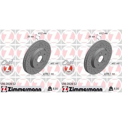 2x ZIMMERMANN Disques de Frein 298mm Perforé Avant Convient pour Toyota C-Hr - Photo 1/2