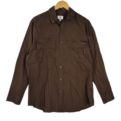 Mode of One Mens Utility Shirt Long Sleeve Dark Walnut Brown 100194392MN Medium