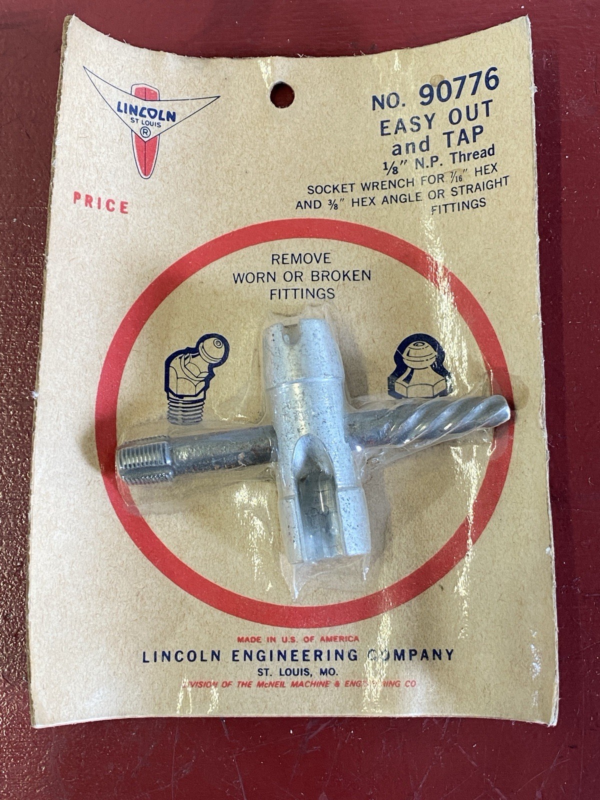 Lincoln 90776 SOCKET WRENCH ANGLE OR STRAIGHT GREASE FITTING  1/8" NPT  7/16 Hex