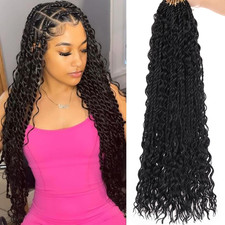 18 Inch Natural Black Senegalese Twist Crochet Hair with Curly Ends 9 Packs Boho