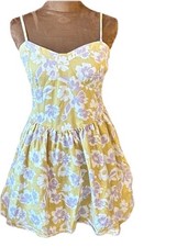 American Eagle Yellow/Lavender Floral Corset Mini Dress with Sz. S Pockets