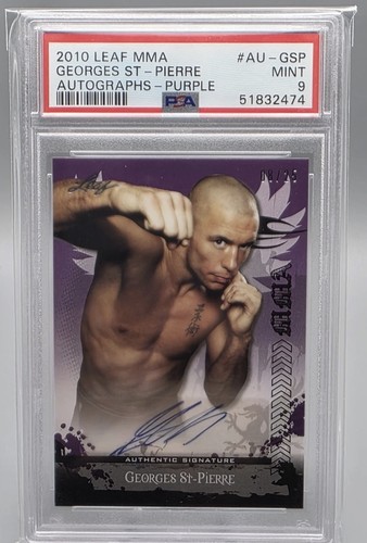 Georges St-Pierre Auto 2010 Leaf MMA PSA 9 /25 Rare! HOF and 170 pound GOAT!