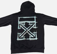 Off-White Black Arrow Hoodie Large Blue Paint Print Milan Italy 2013 Rare EUC