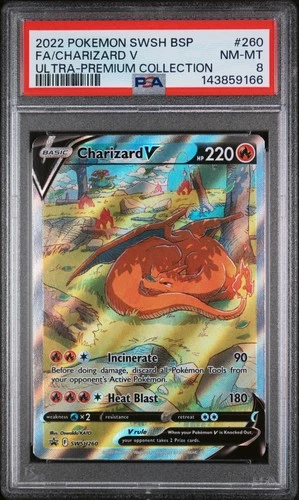 2022 POKEMON SWSH BLACK STAR PROMO #260 FULL ART/CHARIZARD V PSA 8