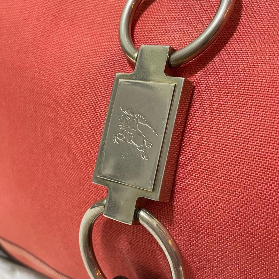 Burberry Blue Label One Shoulder Hobo Bag Red Leather Horse Logo Silver New thumbnail 10