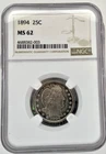 1894 Silver Barber Quarter Dollar NGC MS 62 - Bold Strike, Plenty of Luster!