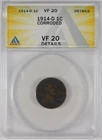 1914-D 1c Lincoln Copper Penny Cent ANACS VF20 Details **Key Date**