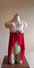 NWT Vintage Frederick's Of Hollywood Red Open Cup Holiday Lingerie