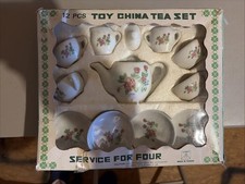 12 Piece China Tea Set for Four Children  s Play Set Original Box