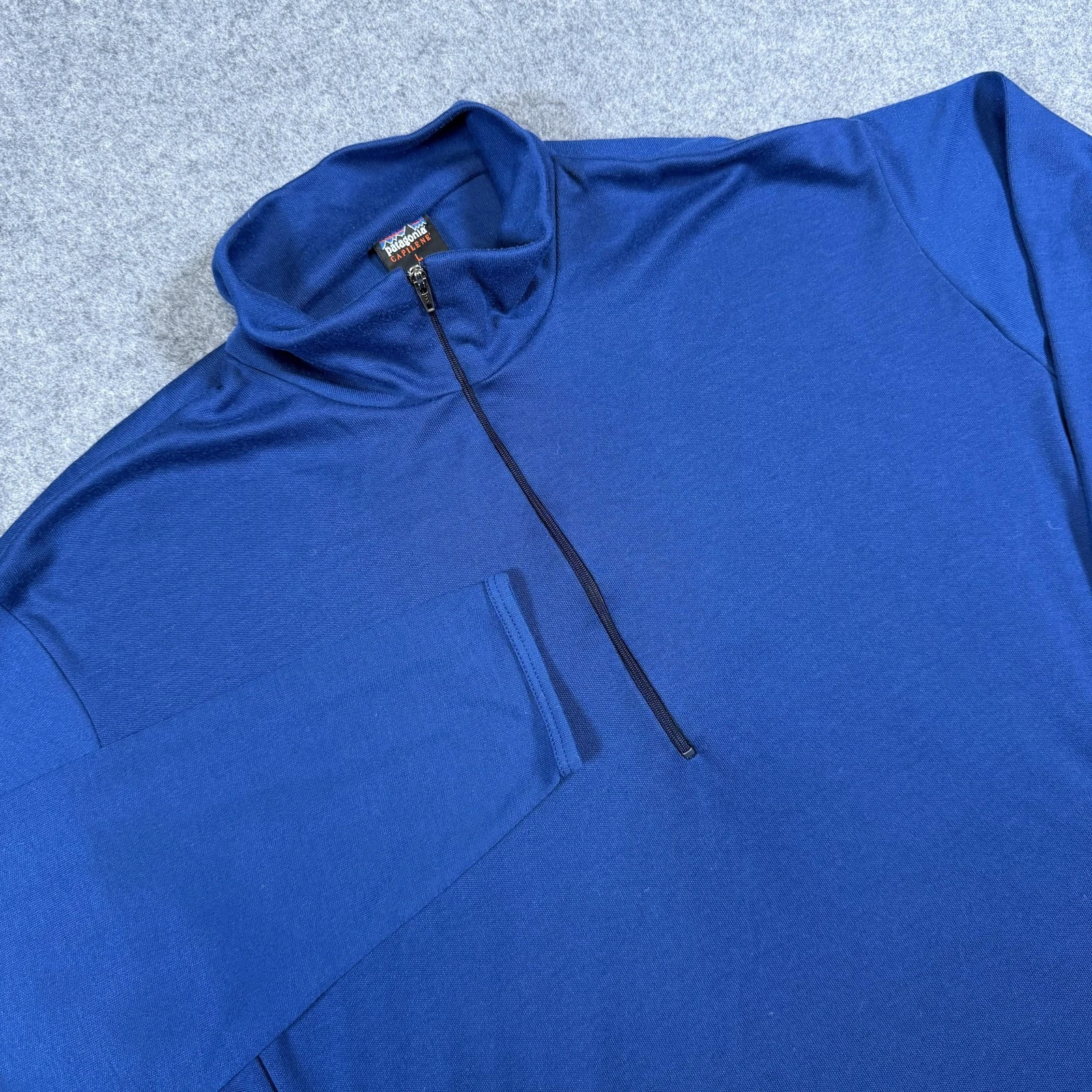 Patagonia Pullover Mens Large Blue Capilene 1/4 Zip Long Sleeve Base Layer Top