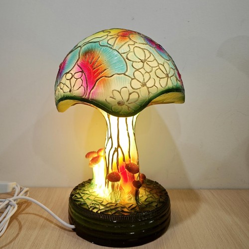 Painting Mushroom Table Lamp, 7.9Inch New Stained Glass Plant Night Light,Boh... - Picture 5 of 7