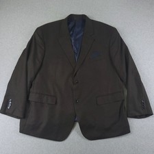 Oak Hill Sport Coat Mens 2XL 50R-52R Brown Plaid Blazer Double Vent