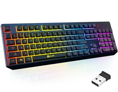 KLIM Chroma Rechargeable Wireless Gaming Keyboard Light Effects NEW IN BOX A5