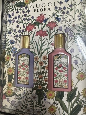 GUCCI FLORA 2PC MINI Gorgeous Gardenia & Magnolia EDP perfume set splash 0.16 oz