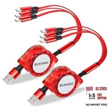 Multi USB C Retractable Cable 3 in 1, 3.3FT/2Pack QC 3.0 Fast Charging Cord