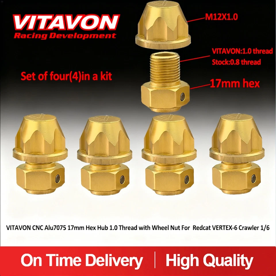 VITAVON CNC Alu7075 17mm Hex Adapter M12x1.0 For Redcat VERTEX-6 1/6 - Image 3 of 4