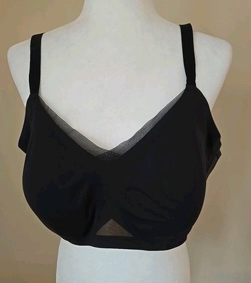 Honeylove Womens Crossover Bra Plus Size 3X- 44DD(E)/DDD(F) Wireless Black EUC